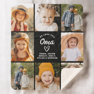 Cobertor Sherpa Amo-Te A Colagem De Fotos Moderna Da Família Oma