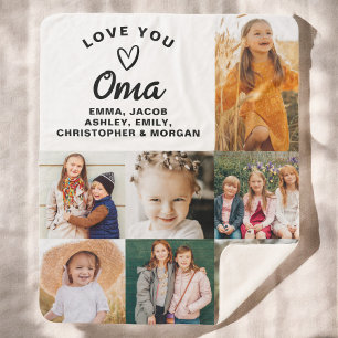 Cobertor Sherpa Amo-Te A Colagem De Fotos Moderna Da Família Oma