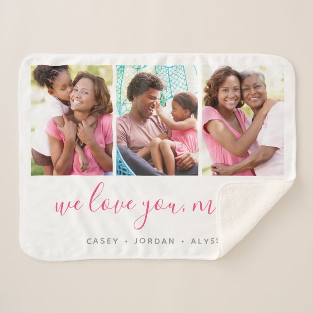 Cobertor Sherpa Amo-Te Mãe Dia de as mães 3 Fotografia Colagem (Frente (Horizontal))