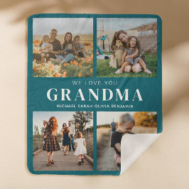 Cobertor Sherpa Amo-Te Vovó Personalizada 4 Colagem Fotográfica