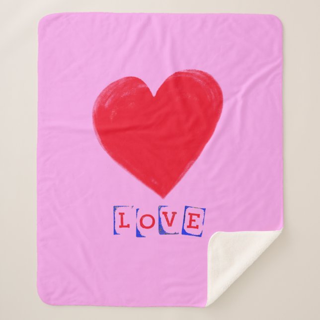 Cobertor Sherpa Amor com um Dia de os namorados Grande (Frente)