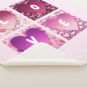 Cobertor Sherpa AMOR Corações Rosa