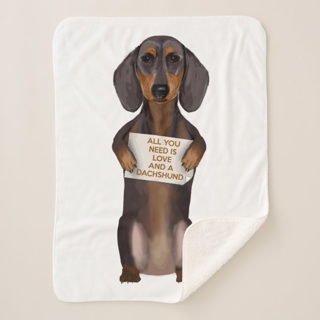 Cobertor Sherpa Amor e Dachshund (Frente)