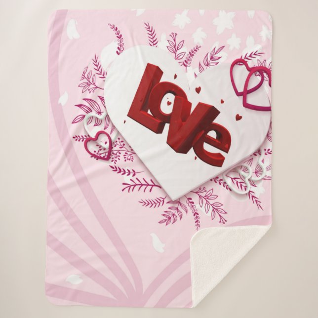 Cobertor Sherpa Amor em 3D (Frente)