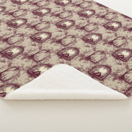 Cobertor Sherpa Amor Gótico do Dia dos Namorados Burgundy Toile De