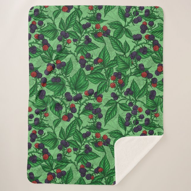 Cobertor Sherpa Amoras negras em verde (Frente)