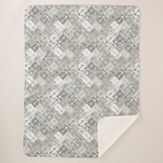 Cobertor Sherpa anchor herringbone mono (Frente)