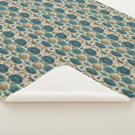 Cobertor Sherpa Ancient Egypt Toile de Jouy Green Floral Pattern