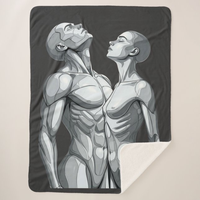 Cobertor Sherpa Android Union: Cyborg Couple Sherpa Blanket (Frente)