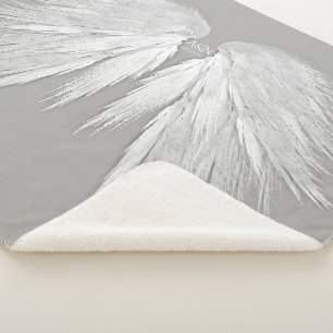 Cobertor Sherpa ANGEL WINGS Iniciais de Casamento Cinzas Elegantes