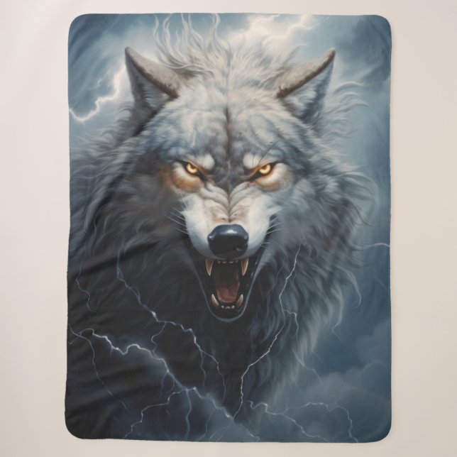 Cobertor Sherpa Angry Wolf (Frente)