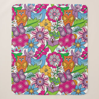 Cobertor Sherpa Animais coloridos e flores, com a parte perfeita d