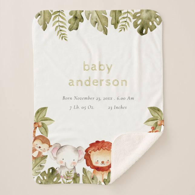 Cobertor Sherpa Animais de Safari Tropical Selvagens e Cute Bons (Frente)