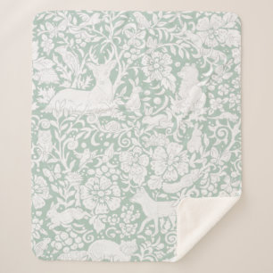 Cobertor Sherpa Animais Selvagens De Floresta Natural Verde E Bran