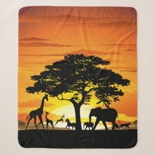Cobertor Sherpa Animais Selvagens no Sunset da savana africana