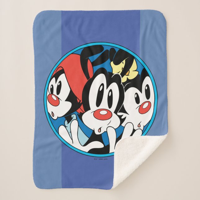 Cobertor Sherpa Animaniacs | Gráfico do círculo dos irmãos Warner (Frente)