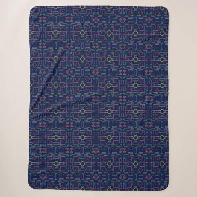 Cobertor Sherpa Animê Pipoca Azul Geométrico (Frente)