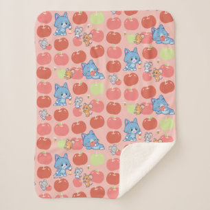Cobertor Sherpa Anime Tom, Jerry e Tuffy Apple Pattern