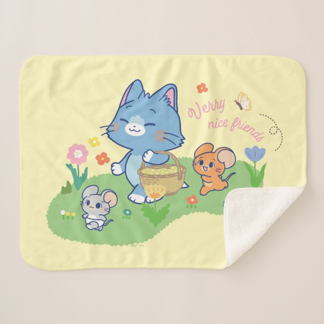 Cobertor Sherpa Anime Tom, Jerry e Tuffy Picnic (Frente (Horizontal))