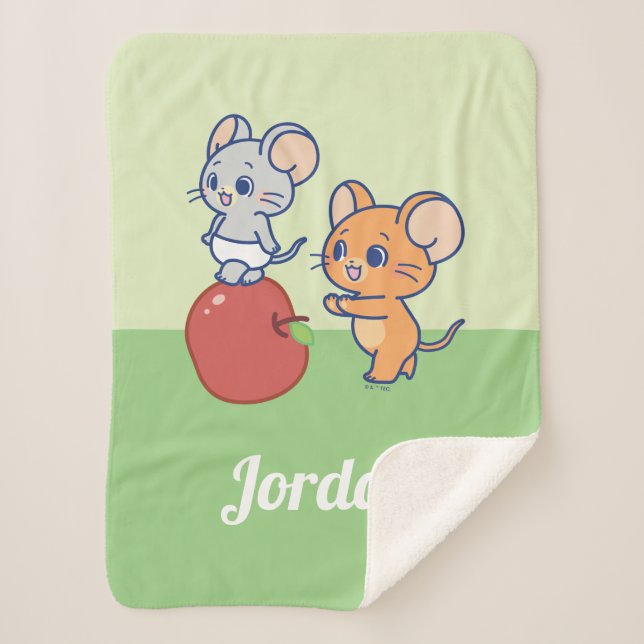 Cobertor Sherpa Anime Tuffy e Jerry Apple Rolling (Frente)