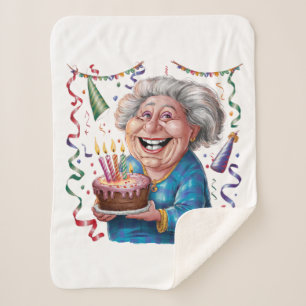 Cobertor Sherpa Aniversário da Vovó com Grande Sorriso