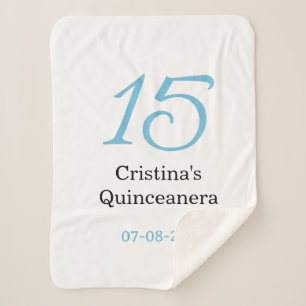 Cobertor Sherpa aniversário de 15 anos da quinceanera azul preto l