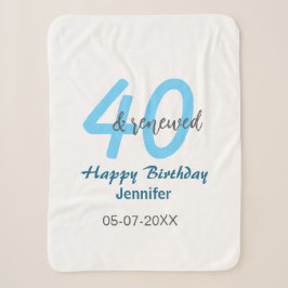 Cobertor Sherpa aniversário de 40 anos renovado nome data azul neg
