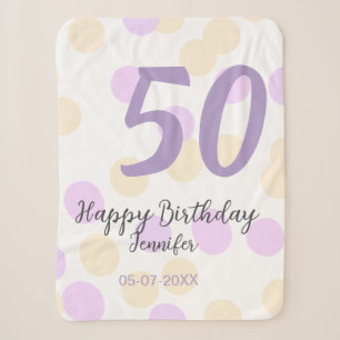 Cobertor Sherpa aniversário de 50 anos adicionar nome data roxo la