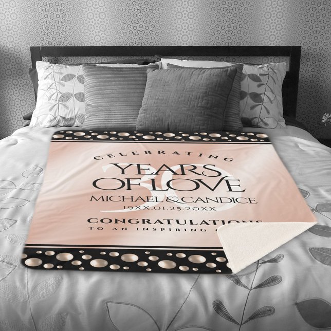 Cobertor Sherpa Aniversário de Casamento de Pearl 30 Elegante (Elegant 30th Pearl Wedding Anniversary Sherpa Fleece Blanket Cover Photo.)