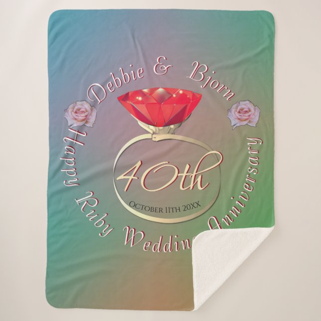 Cobertor Sherpa Aniversário do Casamento Ruby Sherpa Blanket (Frente)