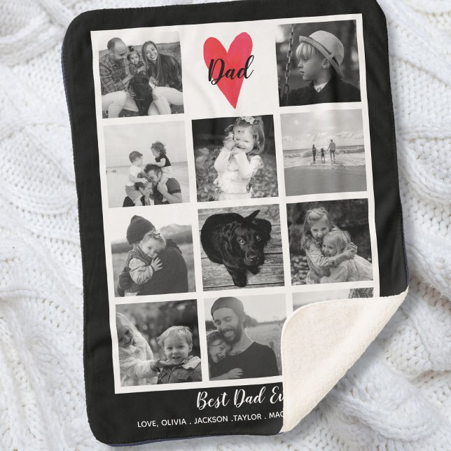Cobertor Sherpa Aniversário do Dia de os pais de Colagem de Fotos  (Criador carregado)