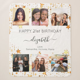 Cobertor Sherpa Aniversário personalizado fotográfico colagem de o