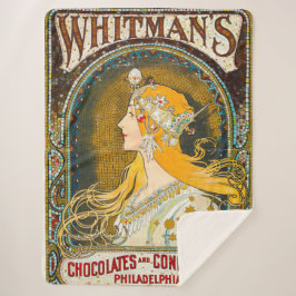 Cobertor Sherpa Anúncio de Alphonse Mucha Vintage Whitman