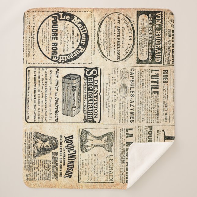 Cobertor Sherpa Anúncio de jornal francês em 1897 (Frente)