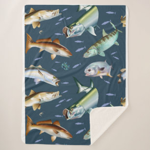 Cobertor Sherpa Apartamentos com barra vermelha, tarpon, snook e t