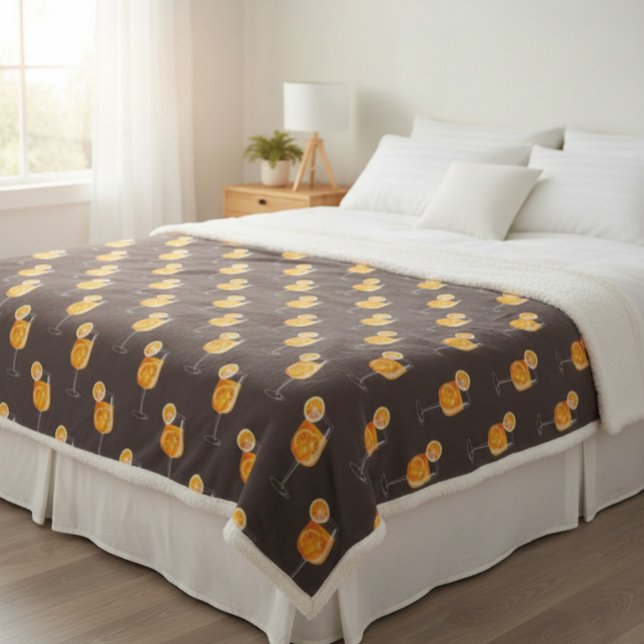 Cobertor Sherpa Aperol Spritz Fleece Blanket - Cozy Cocktail Vibes (Criador carregado)