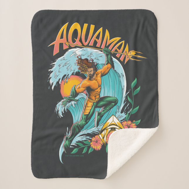 Cobertor Sherpa Aquaman e Trident Ascensão Graphic (Frente)