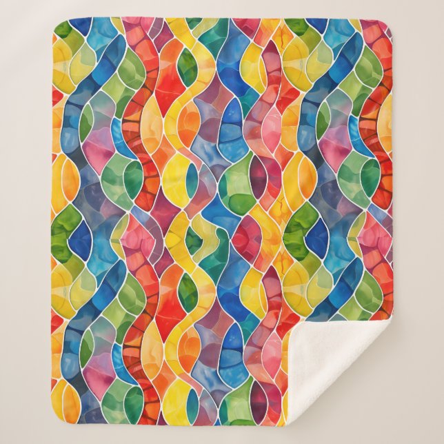 Cobertor Sherpa Aquarela Arco Arco-Íris Vidro Estampado (Frente)