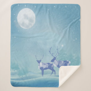 Cobertor Sherpa Aquarela Cariboo Animal Willife Nature Art