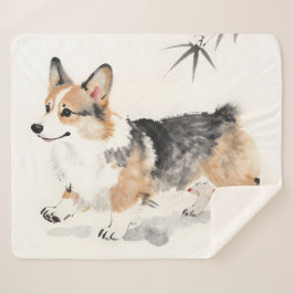 Cobertor Sherpa Aquarela Corgi – Arte Caprichosa de Cachorro com T