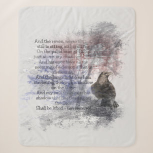 Cobertor Sherpa Aquarela Edgar Allan Poe O Poema do Corvo