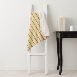 Cobertor Sherpa Aquarela Náutica Nó de Corda Amarelo Azul