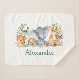 Cobertor Sherpa Aquarela Safari Bebês Elefante