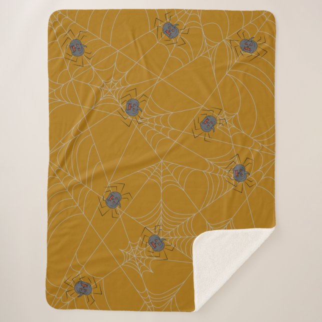 Cobertor Sherpa Aranhas do Dia das Bruxas e abóboras (Frente)