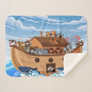 Cobertor Sherpa Arca de Noah Sherpa Fleece Blanket para Crianças
