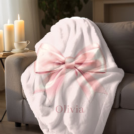 Cobertor Sherpa Arco e nome legíveis cor-de-rosa pastel personaliz