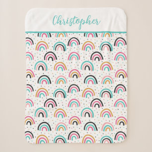 Cobertor Sherpa Arco-íris Boho Personalizado Azul Turquesa Laranja