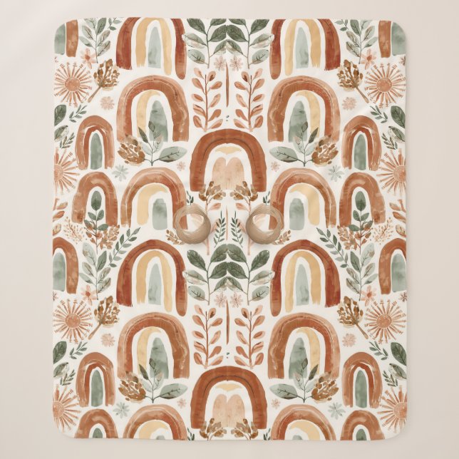 Cobertor Sherpa Arco-íris Boho Vintage  (Frente)
