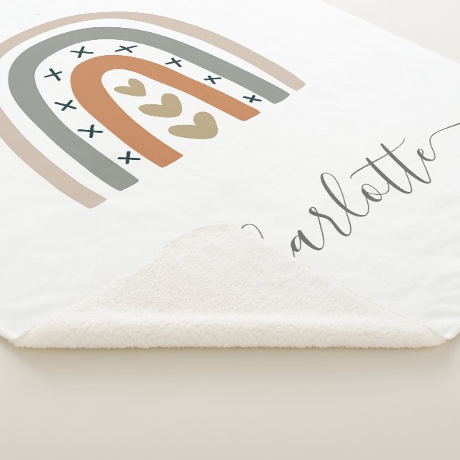 Cobertor Sherpa Arco-íris castanho cinza branco berbequim (3/4)