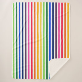 Cobertor Sherpa Arco-íris e listras brancas